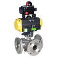 Gas , liquid 4 inch flange pneumatic three-way ball valve